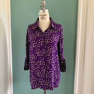 ALICE + OLIVIA designer Silk Button Down Blouse L